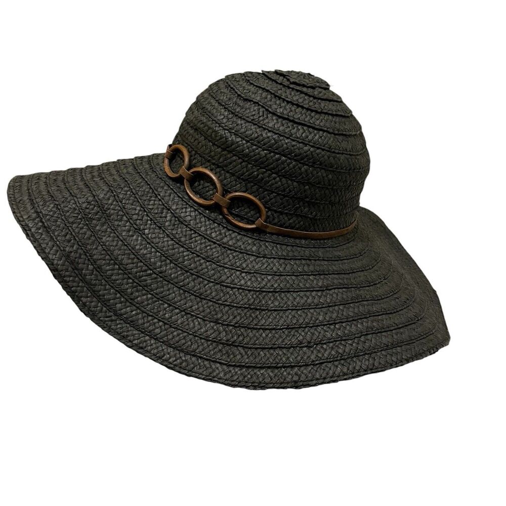 MAGID HATS Floppy Hat Beach Paper Straw  Women’s ONE SIZE Leisure Travel Black
